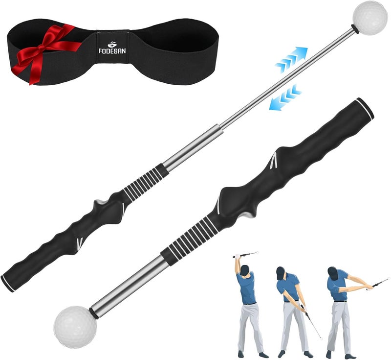 FODESAN Store Retractable Golf Swing Trainer – Enjoy Swinging Anytime, Anywhere,Training Aid for Grip Correction, Click Feedback & Arm Connection, for Right & Left-Handed Golfers, Indoor & Outdoor Practice - Image 1